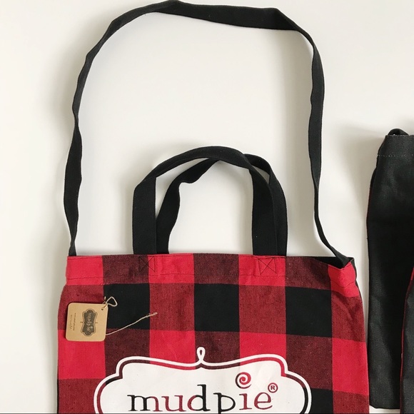 Mud Pie Buffalo Check Plaid Tote Bags Bundle of 3 - Picture 3 of 4